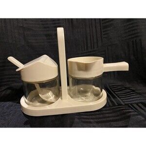 Vintage Gemco Cream and sugar set with caddy and sugar spoon